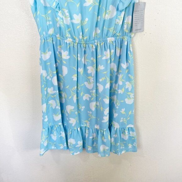 Collective Concepts Blue Floral Ruffle Print Mini Sundress - Picture 3 of 5